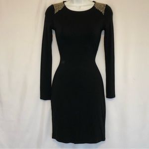 Vince Camuto Petite Black And Gold Studded Dress